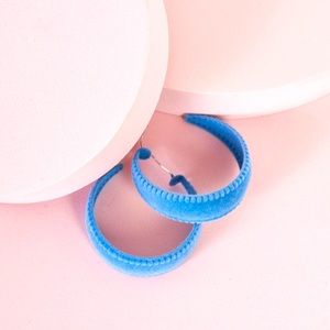 BOGO (in red) |  Cool Blue Velvet Covered Hoop Earrings
